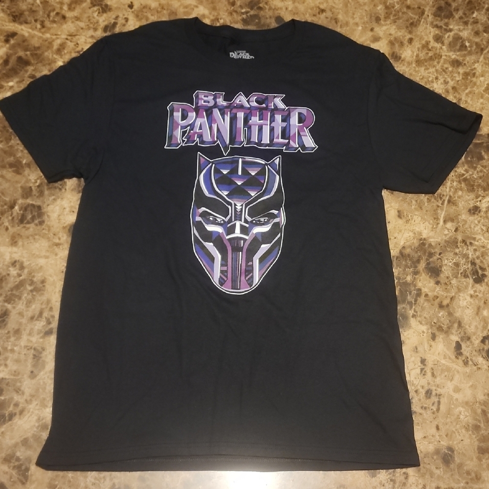 Black Panther Short Sleeve Tee with Metallic Graphic